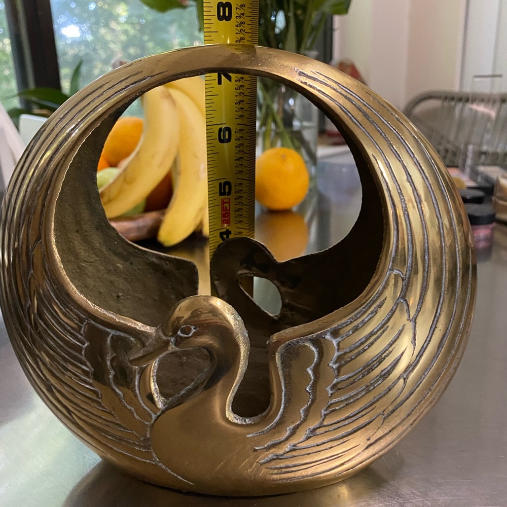 Vintage Brass Swan Planter Basket - Picture 8 of 8